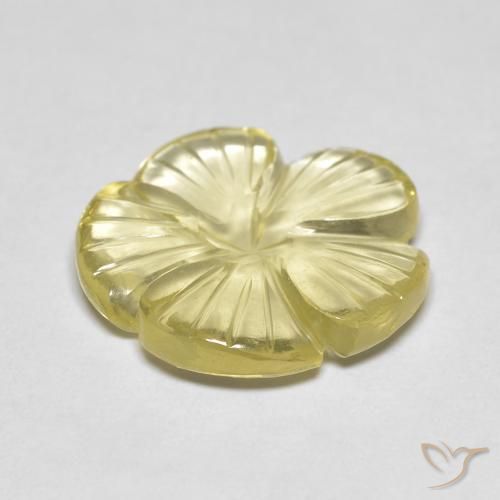 Quartzo Medium Light-Yellow Natural 5.90ct, Flor cortada, Transparente