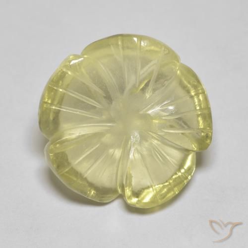 Quartzo Amarelo claro Natural 6.91ct, Flor cortada, Transparente