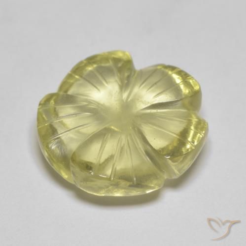 Quartzo Amarelo claro Natural 6.91ct, Flor cortada, Transparente