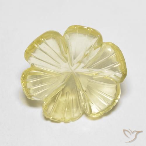 5.82ct Natural Luz amarela Quartzo, Flor cortada, Transparente
