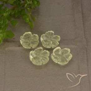 Pedras preciosas de Quartzo Amarelo Esverdeado Claro natural de 4.14 ct, Flor cortada, Transparente
