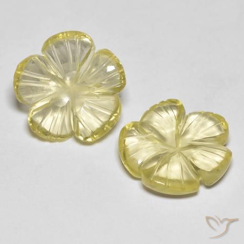 Pedras preciosas de Quartzo Limão amarelo natural de 6.49 ct, Flor cortada, Transparente