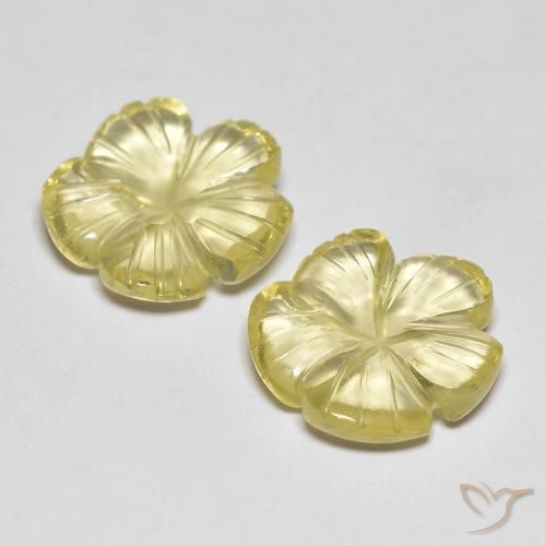 Pedras preciosas de Quartzo Limão amarelo natural de 6.49 ct, Flor cortada, Transparente