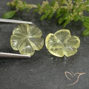 Pedras preciosas de Quartzo Luz amarela natural de 4.19 ct, Flor cortada, Transparente