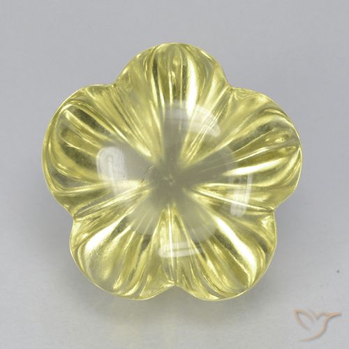 6.56ct Natural Luz amarela Quartzo, Flor cortada, Transparente