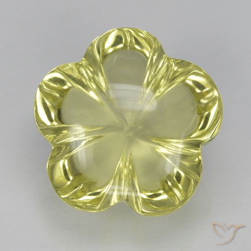 5.28ct Natural Amarelo esverdeado Quartzo, Flor cortada, Transparente