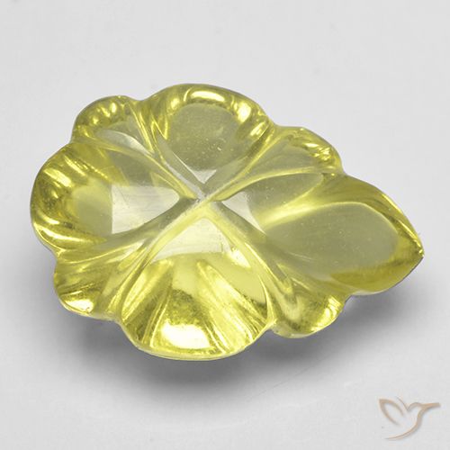 4.16ct Natural Amarelo esverdeado Quartzo, Flor cortada, Transparente