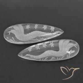 Pedras preciosas de Quartzo Branco claro natural de 37.02 ct, Formato de pêra, Transparente