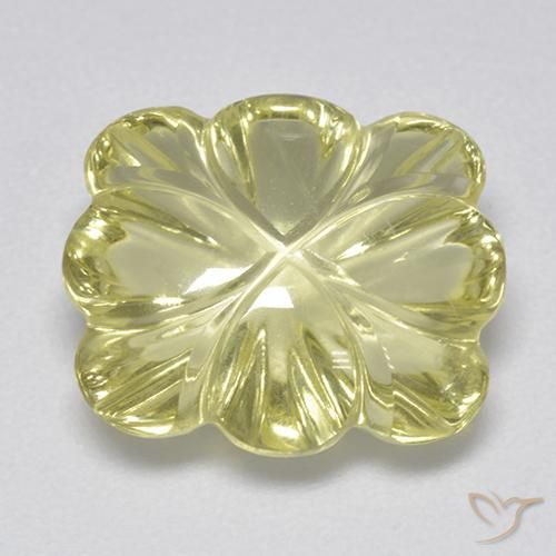 6.87ct Natural Amarelo Esverdeado Claro Quartzo, Flor cortada, Transparente