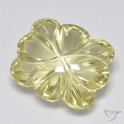 Quartzo Amarelo Esverdeado Claro Natural 6.87ct, Flor cortada, Transparente
