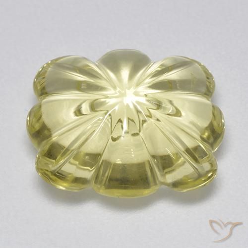 Quartzo Amarelo Esverdeado Claro Natural 6.87ct, Flor cortada, Transparente