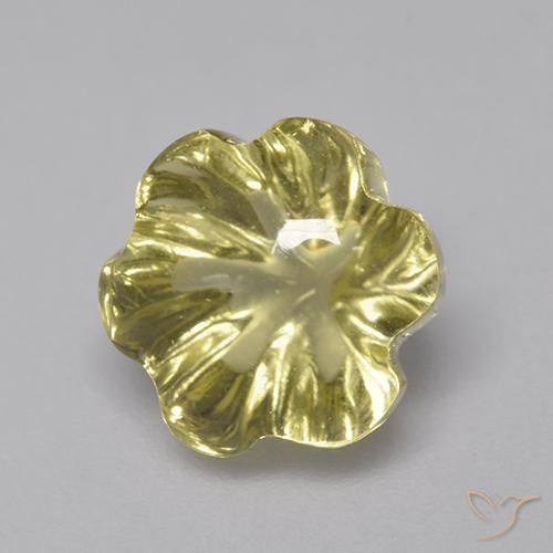 Quartzo Amarelo claro Natural 3.79ct, Flor cortada, Transparente