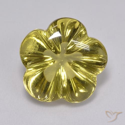 6.81ct Natural Luz amarela Quartzo, Flor cortada, Transparente