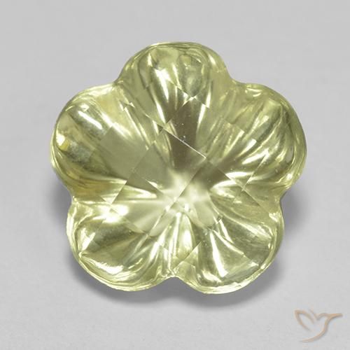 3.42ct Natural Luz amarela Quartzo, Flor cortada, Transparente