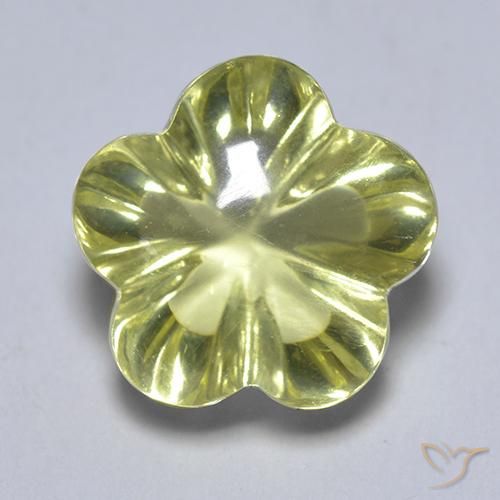 4.69ct Natural Amarelo verde Quartzo, Flor cortada, Transparente