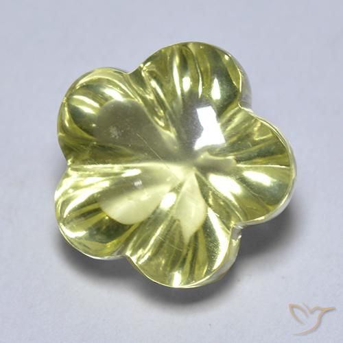 Quartzo Amarelo verde Natural 4.69ct, Flor cortada, Transparente