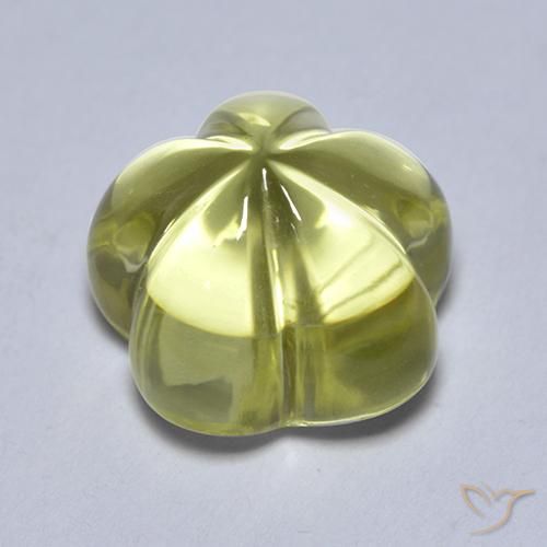 Quartzo Amarelo verde Natural 4.69ct, Flor cortada, Transparente