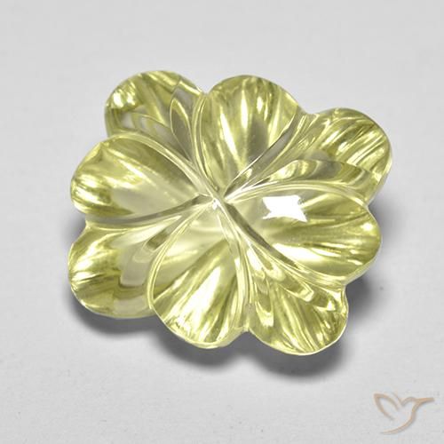 Quartzo Amarelo claro médio Natural 8.40ct, Flor cortada, Transparente