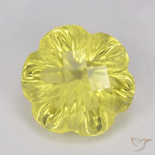 3.29ct Natural Luz amarela Quartzo, Flor cortada, Transparente