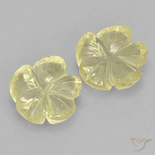 Pedras preciosas de Quartzo Amarelo claro natural de 3.12 ct, Flor cortada, Transparente