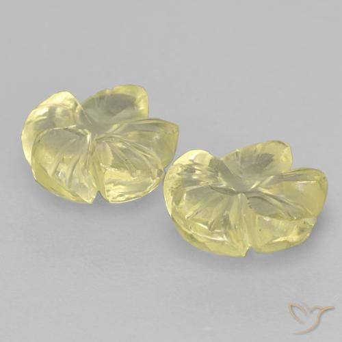 Pedras preciosas de Quartzo Amarelo claro natural de 3.12 ct, Flor cortada, Transparente