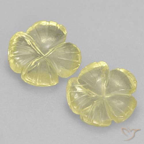 5.97ctw Natural Amarelo Abacaxi Claro Quartzo, Flor cortada, Transparente