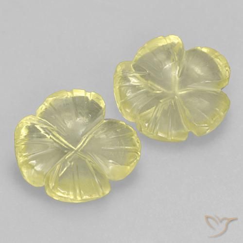 Pedras preciosas de Quartzo Amarelo Abacaxi Claro natural de 5.97 ct, Flor cortada, Transparente