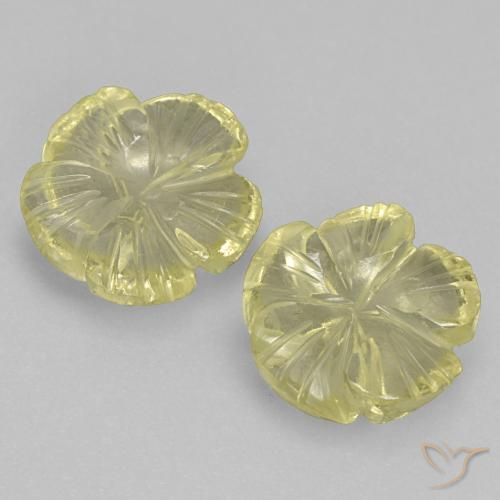 4.21ctw Natural Amarelo claro médio Quartzo, Flor cortada, Transparente