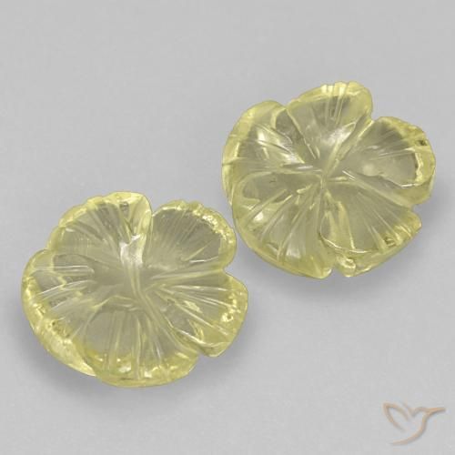 Pedras preciosas de Quartzo Amarelo claro médio natural de 4.21 ct, Flor cortada, Transparente