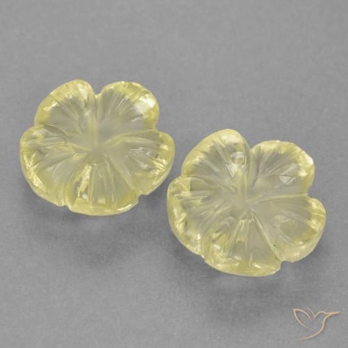 Pedras preciosas de Quartzo Amarelo claro natural de 4.24 ct, Flor cortada, Transparente