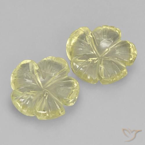 Pedras preciosas de Quartzo Amarelo claro médio natural de 3.71 ct, Flor cortada, Transparente