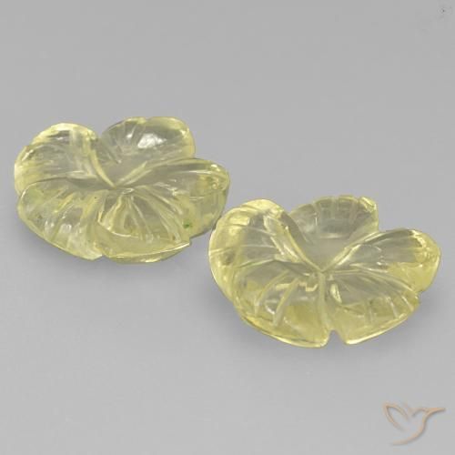 Pedras preciosas de Quartzo Amarelo claro médio natural de 3.71 ct, Flor cortada, Transparente