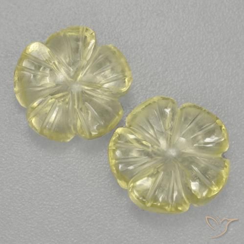 Pedras preciosas de Quartzo Amarelo claro médio natural de 3.64 ct, Flor cortada, Transparente