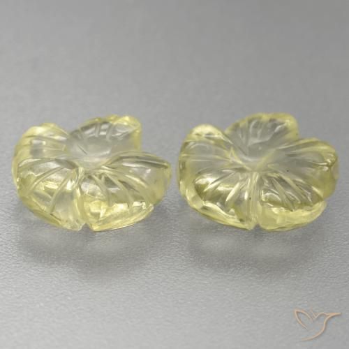 Pedras preciosas de Quartzo Amarelo claro médio natural de 3.64 ct, Flor cortada, Transparente