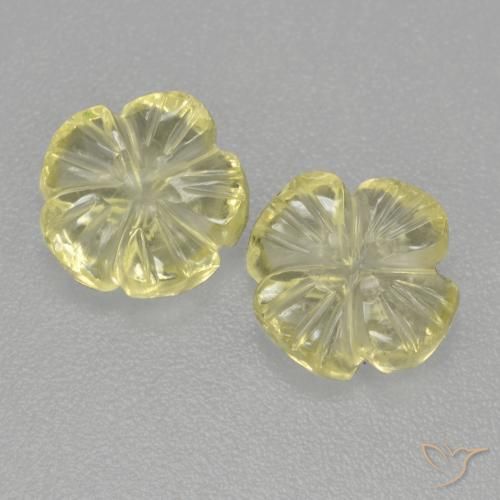 2.80ctw Natural Amarelo claro Quartzo, Flor cortada, Transparente