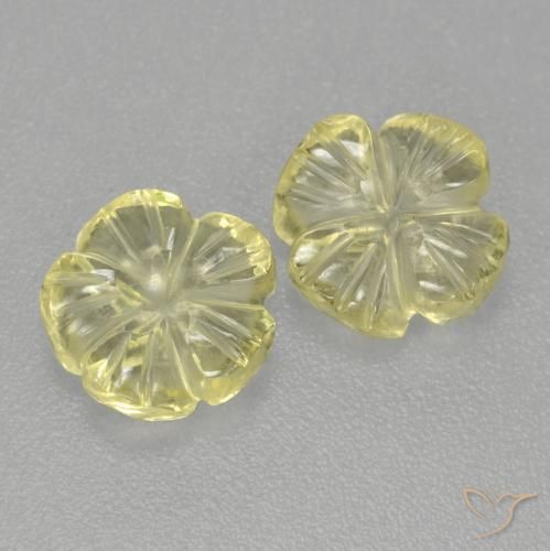 Pedras preciosas de Quartzo Amarelo claro natural de 2.80 ct, Flor cortada, Transparente