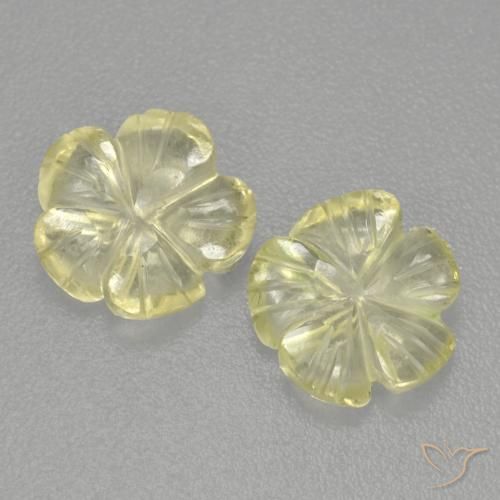 Pedras preciosas de Quartzo Amarelo claro médio natural de 2.43 ct, Flor cortada, Transparente