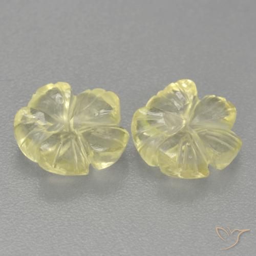 Pedras preciosas de Quartzo Amarelo claro médio natural de 2.43 ct, Flor cortada, Transparente