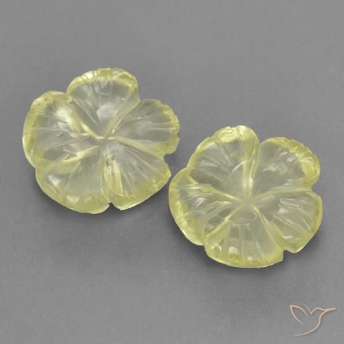 4.40ctw Natural Luz amarela Quartzo, Flor cortada, Transparente