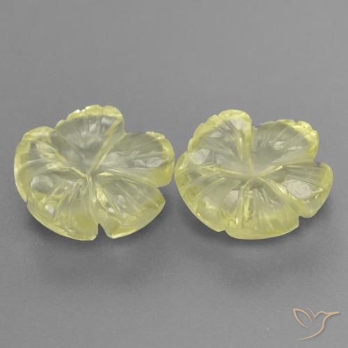 Pedras preciosas de Quartzo Luz amarela natural de 4.40 ct, Flor cortada, Transparente