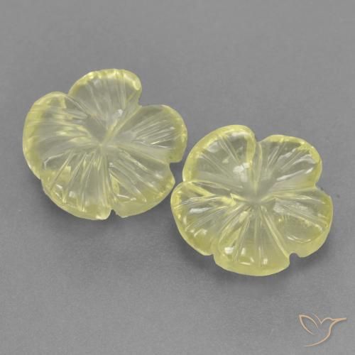 3.84ctw Natural Amarelo claro médio Quartzo, Flor cortada, Transparente