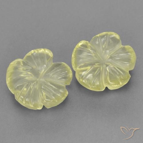Pedras preciosas de Quartzo Amarelo claro médio natural de 3.84 ct, Flor cortada, Transparente