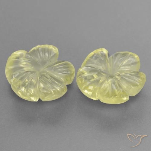 Pedras preciosas de Quartzo Amarelo claro médio natural de 3.84 ct, Flor cortada, Transparente