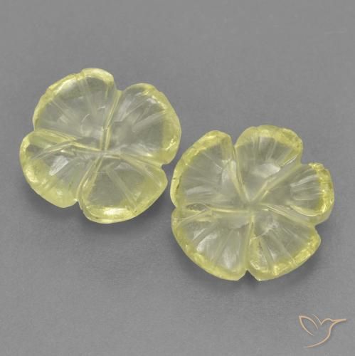 3.51ctw Natural Amarelo claro médio Quartzo, Flor cortada, Transparente