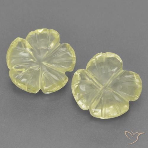 3.13ctw Natural Luz amarela Quartzo, Flor cortada, Transparente