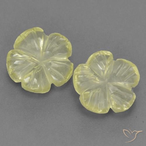 2.44ctw Natural Luz amarela Quartzo, Flor cortada, Transparente