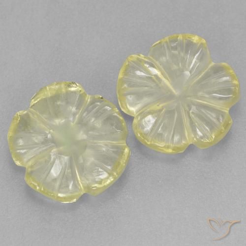 Pedras preciosas de Quartzo Limão amarelo natural de 2.98 ct, Flor cortada, Transparente