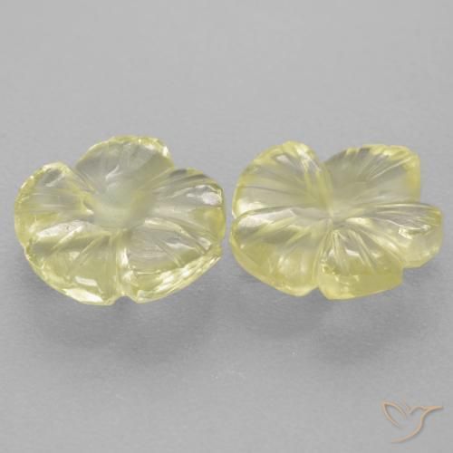 Pedras preciosas de Quartzo Limão amarelo natural de 2.98 ct, Flor cortada, Transparente