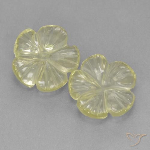 3.69ctw Natural Amarelo claro médio Quartzo, Flor cortada, Transparente