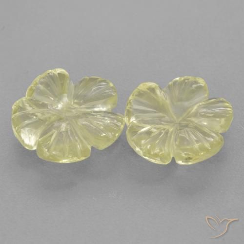 Pedras preciosas de Quartzo Amarelo claro médio natural de 3.69 ct, Flor cortada, Transparente